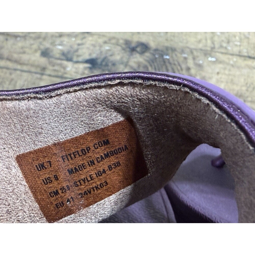 🔥Fitflop Women's Lulu Adjustable Leather Toe-Post Sandals Size 9 Plum Colorway - Picture 8 of 10